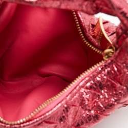 Pre Owned Bottega Veneta Pink Intrecciato Leather Mini Jodie Bag