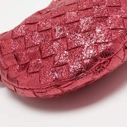 Pre Owned Bottega Veneta Pink Intrecciato Leather Mini Jodie Bag