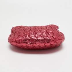 Pre Owned Bottega Veneta Pink Intrecciato Leather Mini Jodie Bag