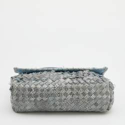 مملوكة مسبقًا Bottega Veneta Grey/Blue Snakeskin Olimpia Shoulder Bag