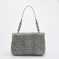 مملوكة مسبقًا Bottega Veneta Grey/Blue Snakeskin Olimpia Shoulder Bag