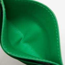 Pre Owned Bottega Veneta Metallic Green Leather Card Holder