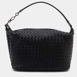 Pre Owned Bottega Veneta Black Intrecciato Leather Small Hobo
