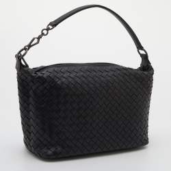 Pre Owned Bottega Veneta Black Intrecciato Leather Small Hobo