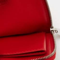 Pre Owned Bottega Veneta Red Intrecciato Leather Half Zip Wallet
