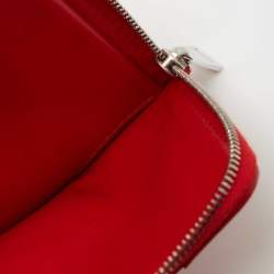 Pre Owned Bottega Veneta Red Intrecciato Leather Half Zip Wallet