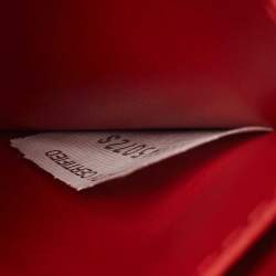 Pre Owned Bottega Veneta Red Intrecciato Leather Half Zip Wallet
