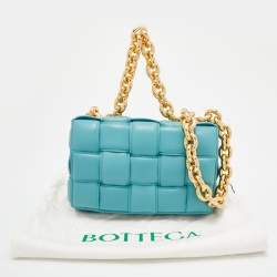 Pre Owned Bottega Veneta Blue Leather Chain Cassette Top Handle Bag