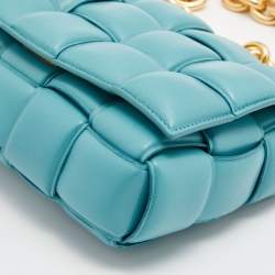 Pre Owned Bottega Veneta Blue Leather Chain Cassette Top Handle Bag