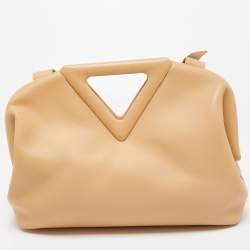 Pre Owned Bottega Veneta Beige Leather The Triangle Shoulder Bag