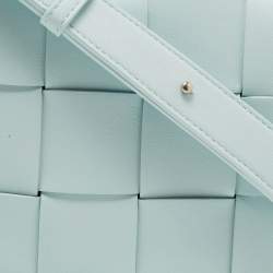 Pre Owned Bottega Veneta Light Blue Intrecciato Leather Cassette Shoulder Bag