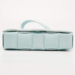 Pre Owned Bottega Veneta Light Blue Intrecciato Leather Cassette Shoulder Bag