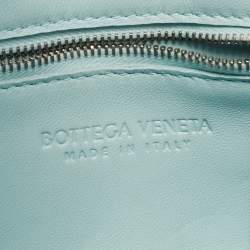 Pre Owned Bottega Veneta Light Blue Intrecciato Leather Cassette Shoulder Bag