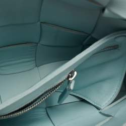 Pre Owned Bottega Veneta Light Blue Intrecciato Leather Cassette Shoulder Bag