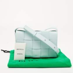 Pre Owned Bottega Veneta Light Blue Intrecciato Leather Cassette Shoulder Bag