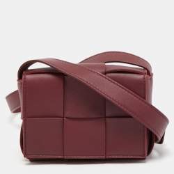 Bottega Veneta Mini Padded Cassette Intrecciato Leather Crossbody Bag In  Burgundy