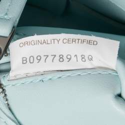 Pre Owned Bottega Veneta Pale Blue Intrecciato Leather Cassette Shoulder Bag