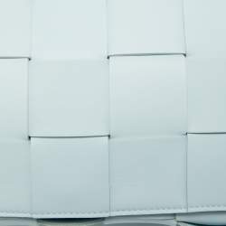 Pre Owned Bottega Veneta Pale Blue Intrecciato Leather Cassette Shoulder Bag