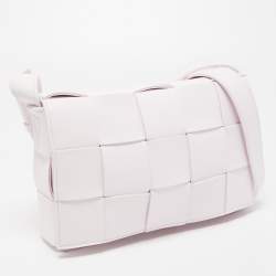 Pre Owned Bottega Veneta Light Pink Intrecciato Leather Cassette Shoulder Bag