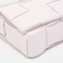 Pre Owned Bottega Veneta Light Pink Intrecciato Leather Cassette Shoulder Bag