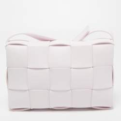 Pre Owned Bottega Veneta Light Pink Intrecciato Leather Cassette Shoulder Bag