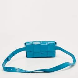 Bottega Veneta Teal Blue Intrecciato Leather Mini Cassette Belt Bag