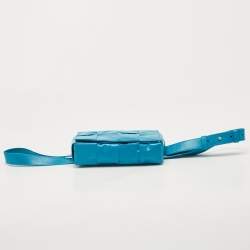 Bottega Veneta Teal Blue Intrecciato Leather Mini Cassette Belt Bag