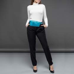 Bottega Veneta Teal Blue Intrecciato Leather Mini Cassette Belt Bag