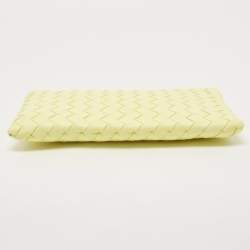 Pre Owned Bottega Veneta Neon Intrecciato Leather Zip Pouch