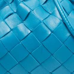 Pre Owned Bottega Veneta Blue Intrecciato Leather Mini The Pouch Bag