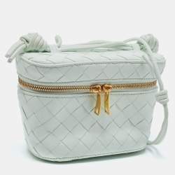 Pre Owned Bottega Veneta Glacier Intrecciato Leather Mini Vanity Case  