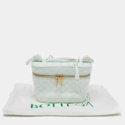 Pre Owned Bottega Veneta Glacier Intrecciato Leather Mini Vanity Case  