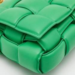 Pre Owned Bottega Veneta Green Padded Leather Chain Cassette Shoulder Bag