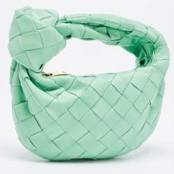 Pre Owned Bottega Veneta Mint Green Intrecciato Leather Candy Jodie Bag