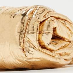 Pre Owned Bottega Veneta Gold Foil Leather Extra Mini Pouch Bag