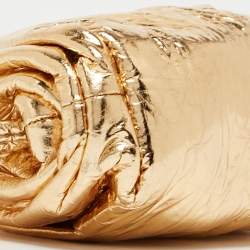 Pre Owned Bottega Veneta Gold Foil Leather Extra Mini Pouch Bag