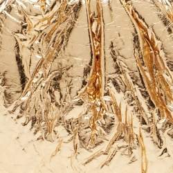 Pre Owned Bottega Veneta Gold Foil Leather Extra Mini Pouch Bag