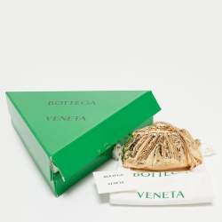 Pre Owned Bottega Veneta Gold Foil Leather Extra Mini Pouch Bag
