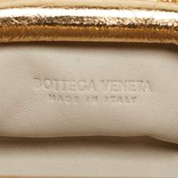 Pre Owned Bottega Veneta Gold Foil Leather Extra Mini Pouch Bag
