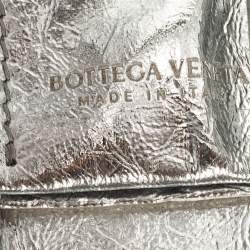 Pre Owned Bottega Veneta Silver Intreccio Leather Cassette Shoulder Bag