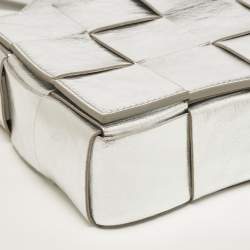 Bottega Veneta Silver Intreccio Leather Cassette Shoulder Bag