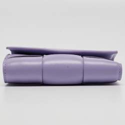 Pre Owned Bottega Veneta Lilac Intrecciato Leather Cassette Trifold Wallet