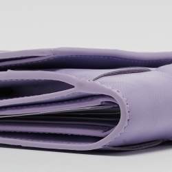 Pre Owned Bottega Veneta Lilac Intrecciato Leather Cassette Trifold Wallet