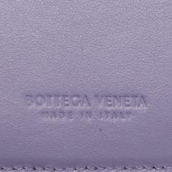 Pre Owned Bottega Veneta Lilac Intrecciato Leather Cassette Trifold Wallet