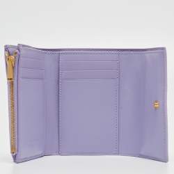 Pre Owned Bottega Veneta Lilac Intrecciato Leather Cassette Trifold Wallet