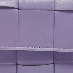 Pre Owned Bottega Veneta Lilac Intrecciato Leather Cassette Trifold Wallet