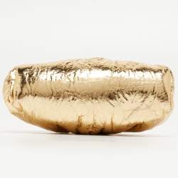 Pre Owned Bottega Veneta Metallic Gold Leather The Pouch Coin Purse