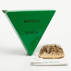 Pre Owned Bottega Veneta Metallic Gold Leather The Pouch Coin Purse