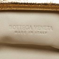 Pre Owned Bottega Veneta Metallic Gold Leather The Pouch Coin Purse