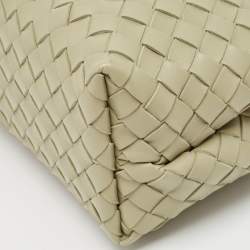 Pre Owned Bottega Veneta Khaki Green Intrecciato Leather Medium Andiamo Top Handle Bag